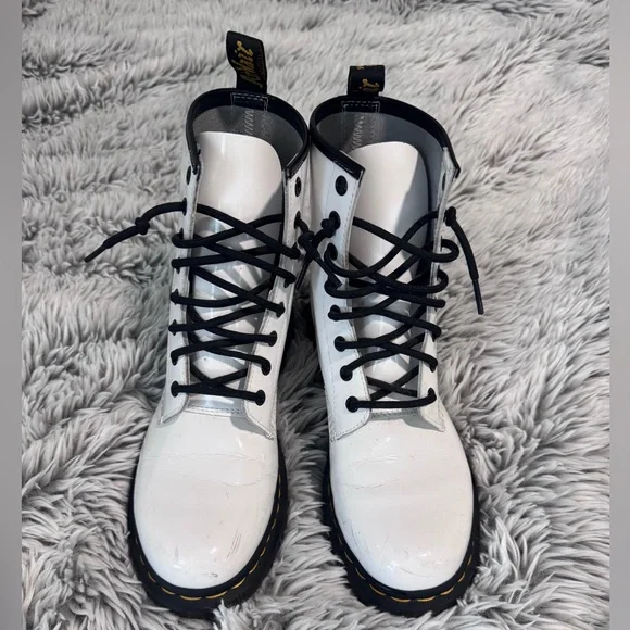 Dr. Martens White Lace-Up Boots with Black Accents - Picture 2 of 6
